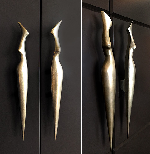 anna forver bronze figure door handles
